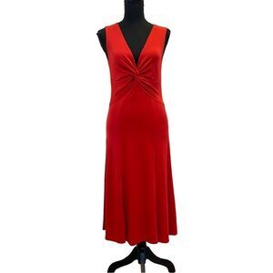 Zokai red sleeveless front twist knot midi dress Sz S
